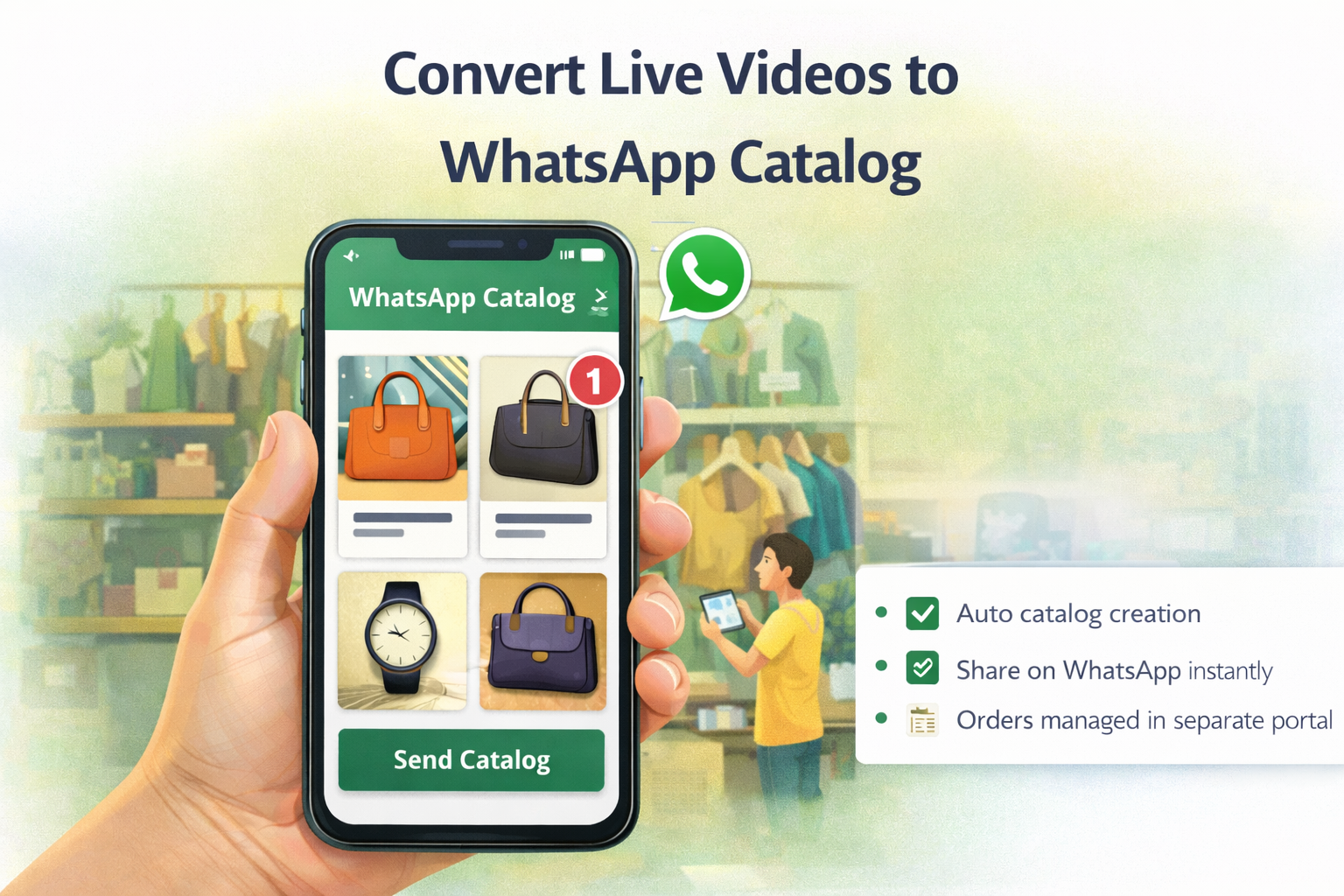 WhatsApp catalog from live video